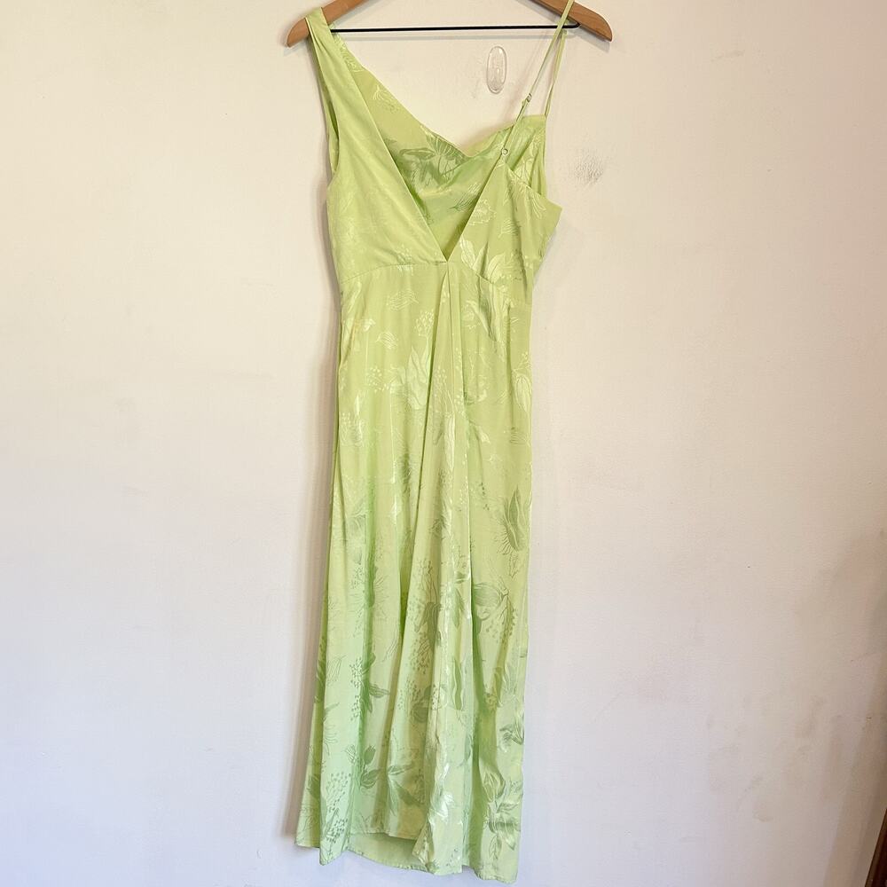 For Love & Lemons Llana Satin Midi Dress Green Size M - Picture 9 of 11